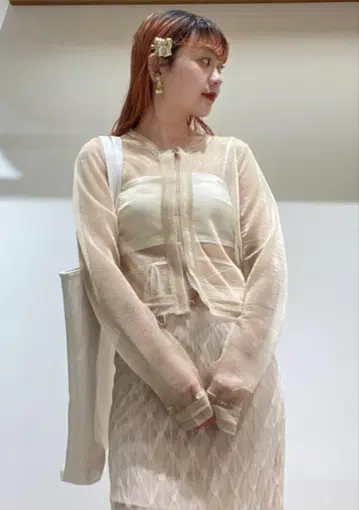 FURFUR 바이컬러 시어 가디건