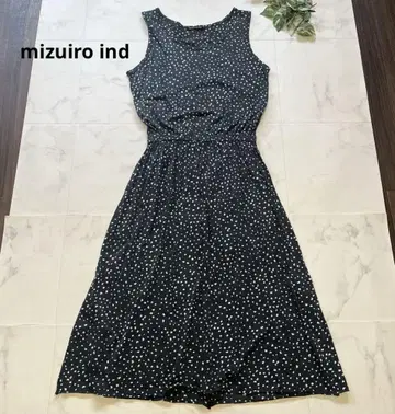mizuiro ind 도트 코튼 롱 원피스 블랙 워셔블