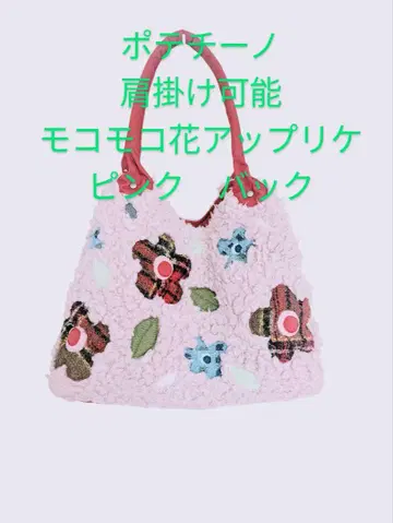 POTECHINO 모코모코 꽃무늬 아플리케 숄더백 핑크