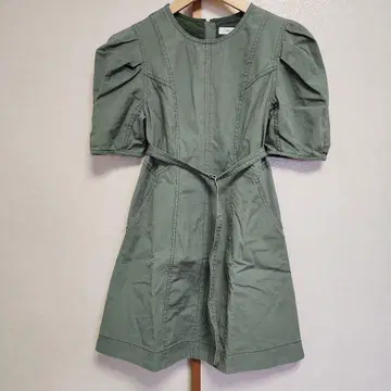 MOUSSY 올리브 그린 반팔 미니 원피스