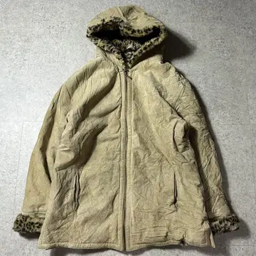ST JOHN'S BAY 가죽 후디 안쪽 레오파드 무늬 XL