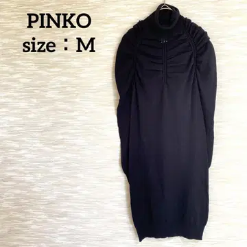 핑코 PINKO 하이넥 니트 튜닉 [M] 긴팔 신축 시스루 니트