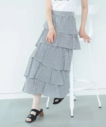 RayBEAMS 시어 깅엄 티어드 스커트