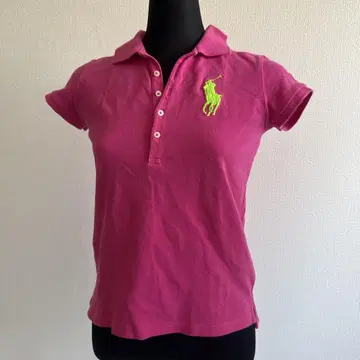 RALPH LAUREN 빅 포니 자수 숏 슬리브 사슴 피케 셔츠 핑크