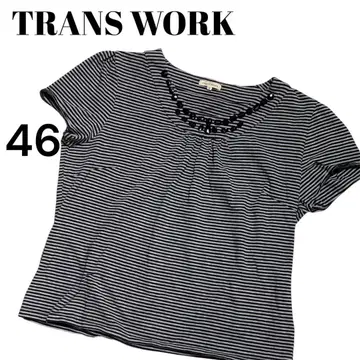 TRANS WORK 스트라이프 반팔 티셔츠 46 컷소
