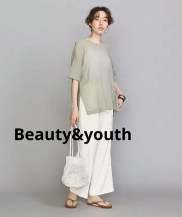 BEAUTY&YOUTH 올리브 그린 반소매 티셔츠