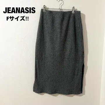 JEANASIS 니트 스커트 타이트 스커트 그레이 슬릿 레이온