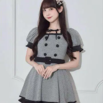 pium 프릴 도리 셋업 깅엄 체크