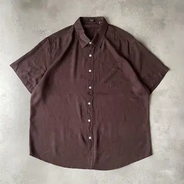 00s 레이온 셔츠 린넨 셔츠 브라운 USA XL
