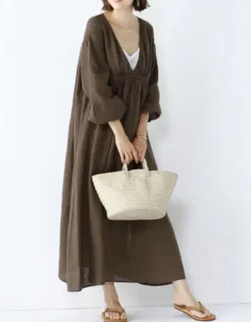 가볍게 입을 수 있는 린넨 롱 원피스 38 M/L