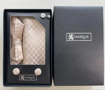 MARQUIS 나비 넥타이 베이지 체크 무늬 결혼식