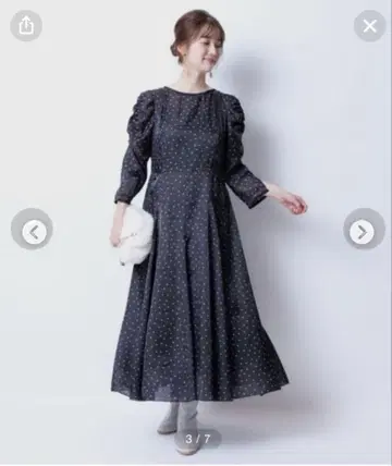 JUSGLITTY 파이핑 시어 원피스 도트 무늬 앱와이어 리시