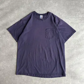 90s 러셀 애슬레틱 무지 티셔츠 USA제 포켓 솔리드