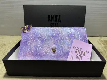 미사용품 ANNA SUI 로즈 하트 라운드 장지갑 라벤더