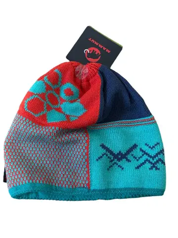 MAMMUT 기하학 패턴 니트 모자 미사용 새상품 택 포함