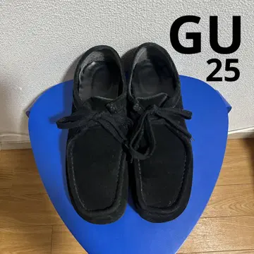 GU 지유 리얼 가죽 모카신 신발 블랙 사이즈 25