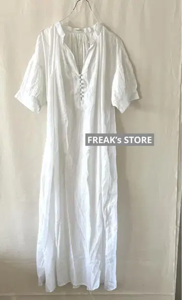 프릭스스토어 롱 화이트 셔츠 원피스 차이나 버튼
