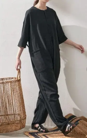 Libra Cue 린넨 믹스 콤비네존