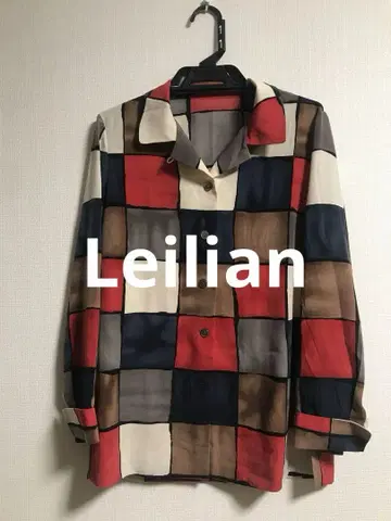 Leilian 모자이크 패턴 레트로 블라우스 셔츠