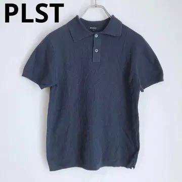 플라스테 반팔 피케 셔츠 면 100% 깔끔한 캐주얼 네이비 오피스 S
