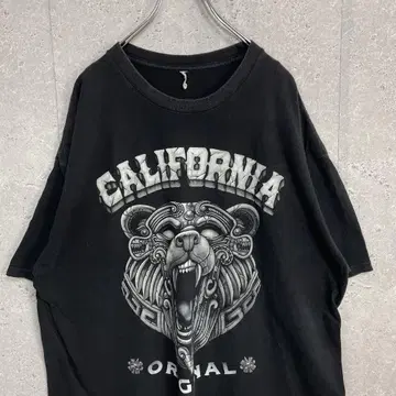 캘리포니아 아트 프린트 빅 사이즈 블랙 티셔츠 2XL