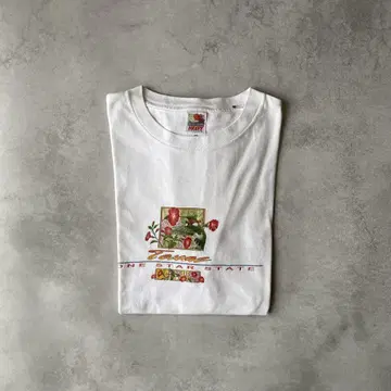 90s 프룻 오브 더 룸 플라워 티셔츠 프린트 티셔츠 화이트 XL