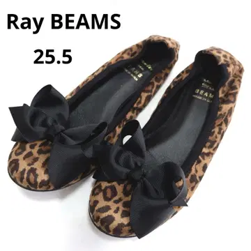 Ray BEAMS 리본 발레 슈즈 레오파드 무늬 25.5cm