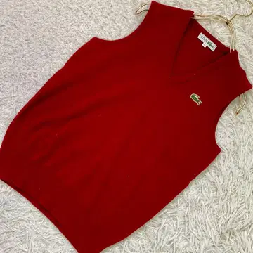 CHEMISE LACOSTE 니트 베스트 레드 40 V넥 깔끔한