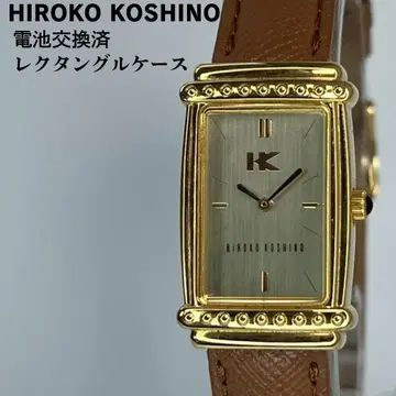 미사용품 HIROKO KOSHONO 직사각형 케이스 쿼츠 시계