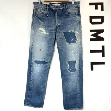 레어 FDMTL 리메이크 빈티지 가공 셀비치 청바지 W34
