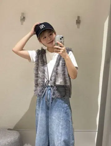 렙심 시어 튤 프릴 베스트 그레이