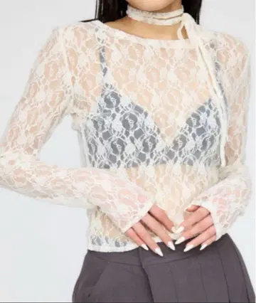 LAGUAGEM FLOR LACE 상의 러그 아젬 레이스 탑