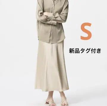 "새상품" 유니클로 새틴 스커트 내추럴 S 사이즈 UNIQLO