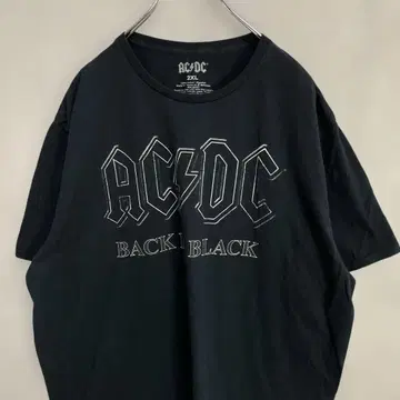 ACDC 밴드 뮤직 프린트 블랙 인 블랙 티셔츠 2XL