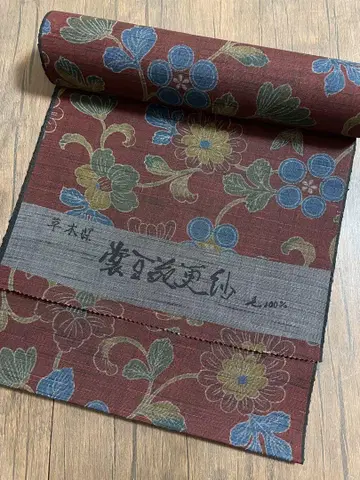 초목 염색 모모엔 사라사 순수 실크 명주 기모노 옷감 미재단 기모노 원단