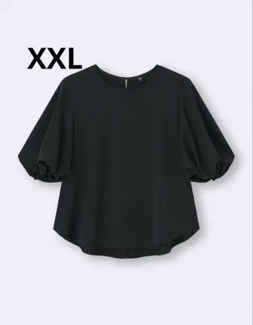 새상품 GU 버블 슬리브 블라우스(5부 소매) 블랙 2XL 상의