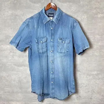 Wrangler 데님 웨스턴 셔츠 반팔 XLT 100% 코튼