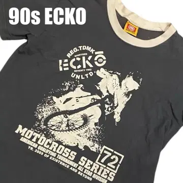 90s ECKO 에코 링거 티셔츠 짧은 기장