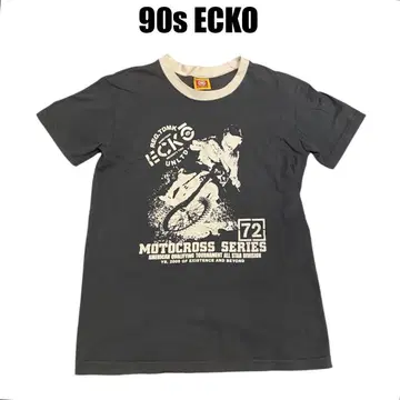 90s ECKO 에코 링거 티셔츠 짧은 기장