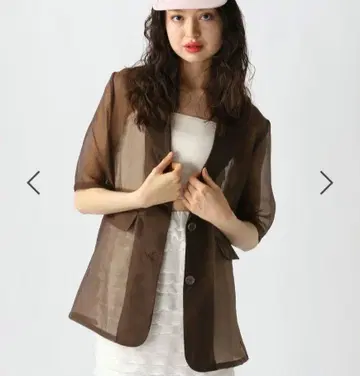 시어 자켓 FOREVER 21 비침 테일러드 자켓 반팔 브라운