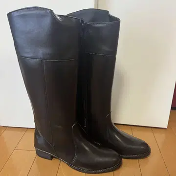 RANDA 블랙 가죽 롱 부츠