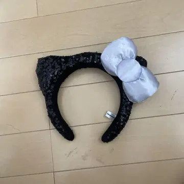 고양이 귀 머리띠 스팽글 블랙