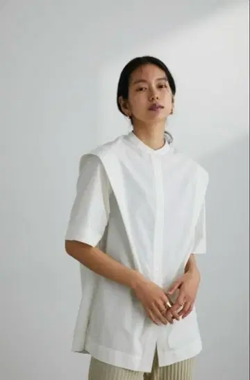 STYLEMIXER 턱 슬리브 셔츠 화이트