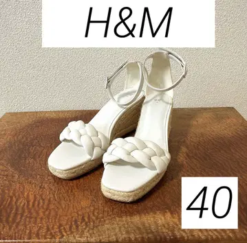 미사용 새상품 H&M 웨지솔 샌들 화이트 25.5cm
