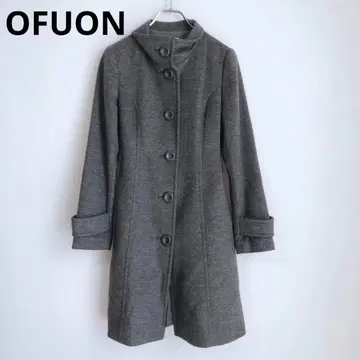 오프온 울 코트 캐시미어 혼방 겉옷 그레이 깔끔한 캐주얼 럭셔리 M
