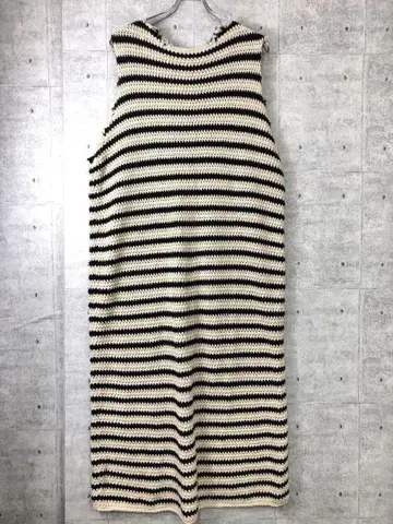 ZARA 리조트 유로 모드 보더 슬리브리스 코튼 니트 원피스