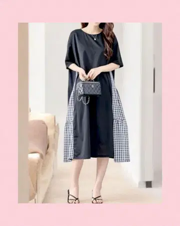미사용 새상품! 사이드 체크 절개 원피스 L~XL
