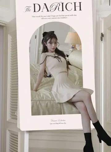 Darich 허리 오픈 스트링 니트 미니 원피스 free