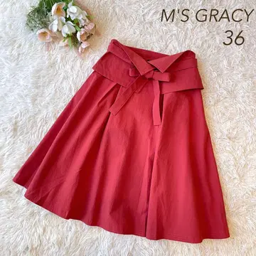 새상품급 M'S GRACY 벨트 스커트 플레어 스커트 오렌지 36