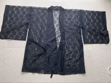 여름 기모노 겉옷 레이스 블랙 겉옷 꽃무늬 일본제